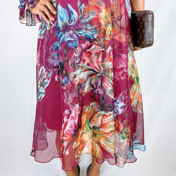 Marchesa Notte Red One-Shoulder Floral Dress $595 - Picture 3 of 11